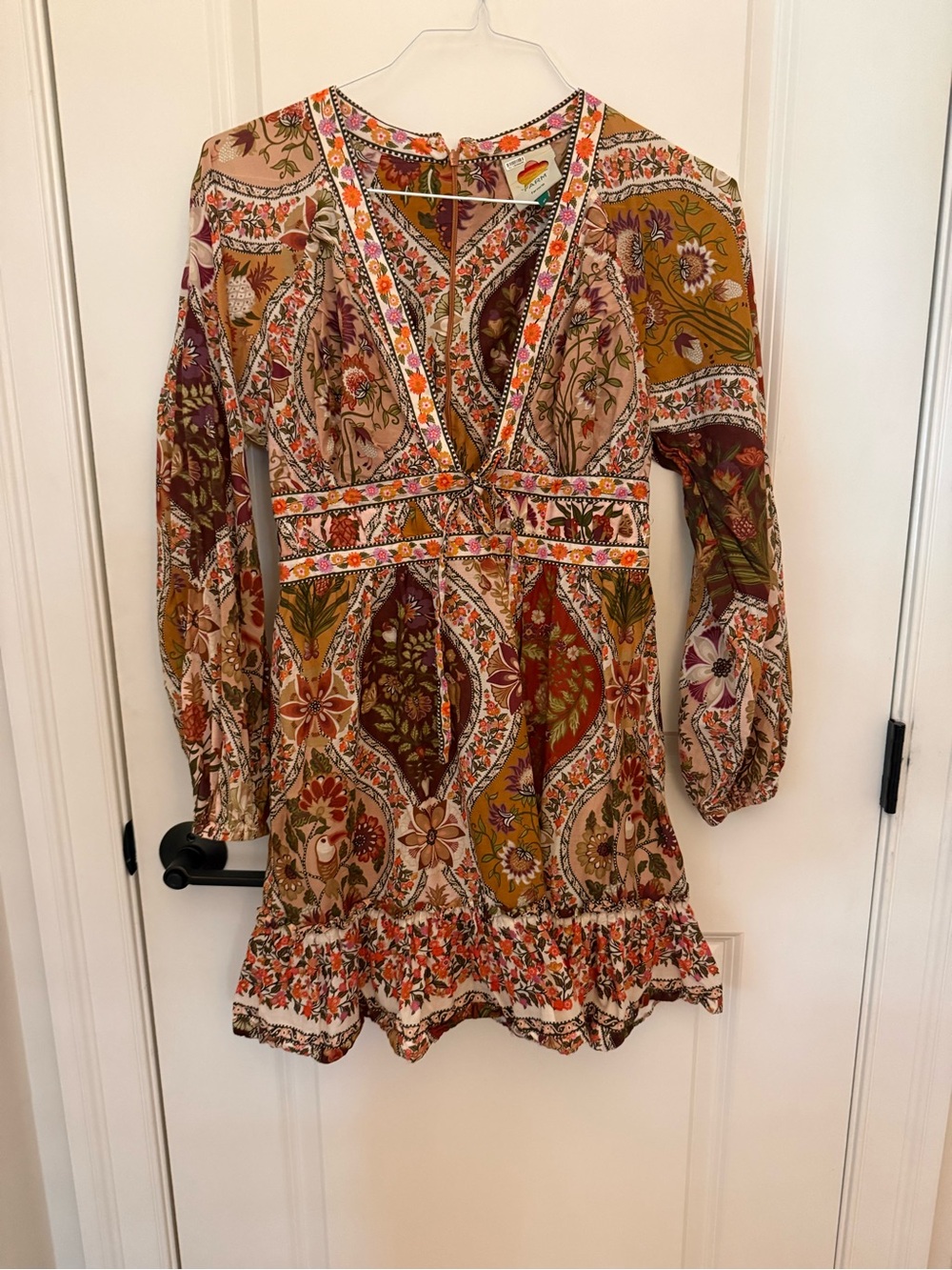Farm Rio Romantic Nature Mini Dress Floral Tie-Front - Picture 5 of 8
